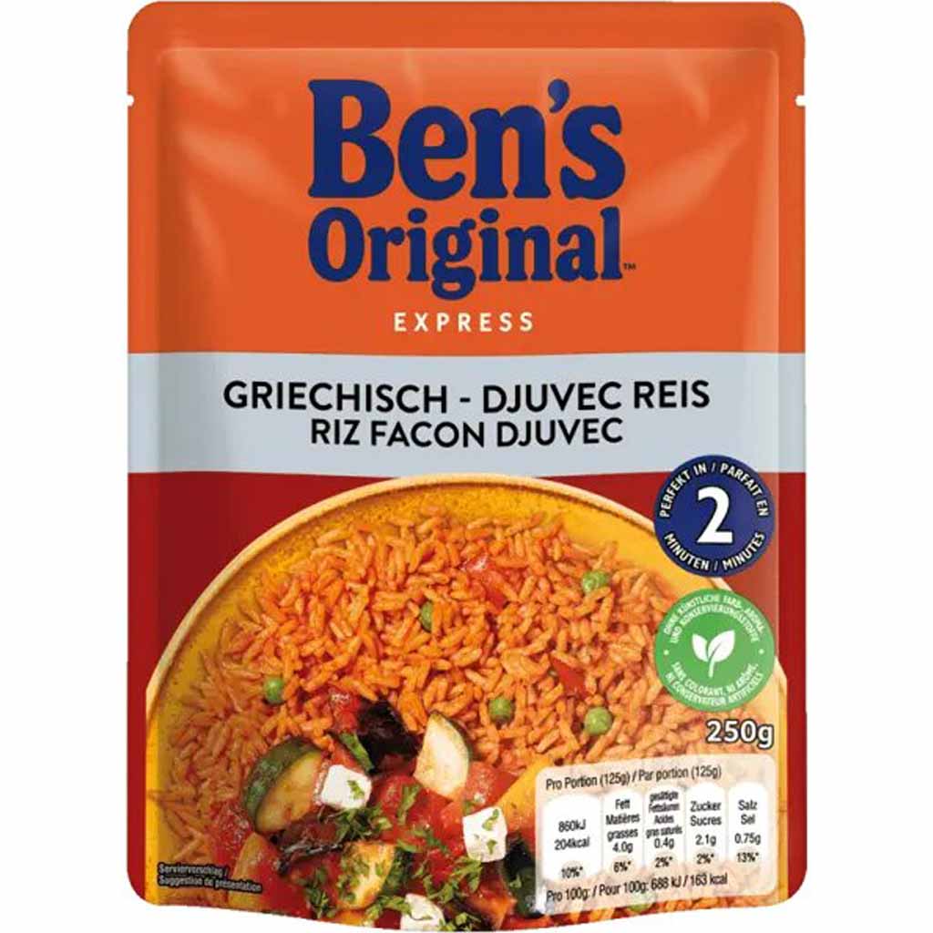 6x Bens Original Express Griechisch-Djuvec Reis á 250g=1,5kg MHD:22.6.22