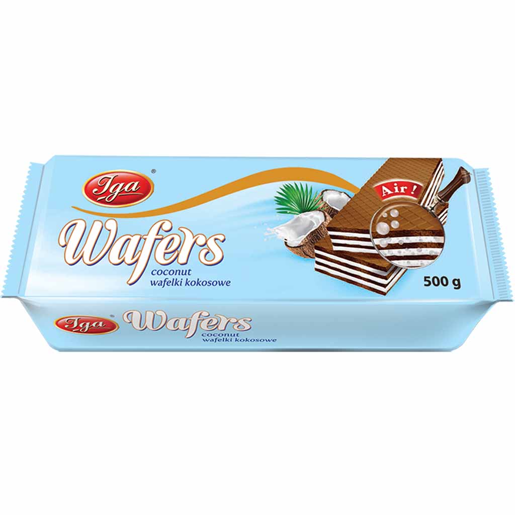 Iga Waffel mit Kokosnuss Creme 500g MHD:28.4.22