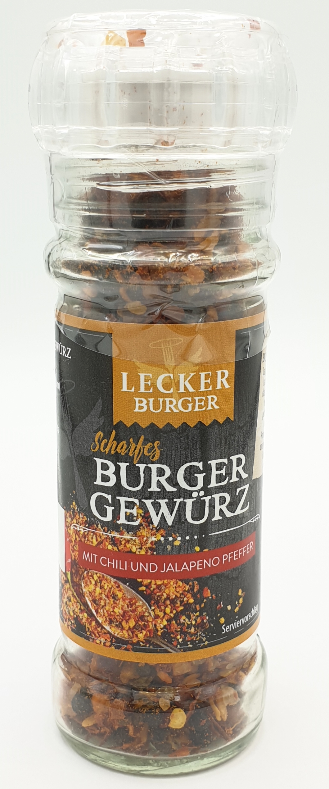 Lecker Scharfes Burger Gewürzmühle mit Chili und Jalapeno Pfeffer 50g MHD:31.8.21