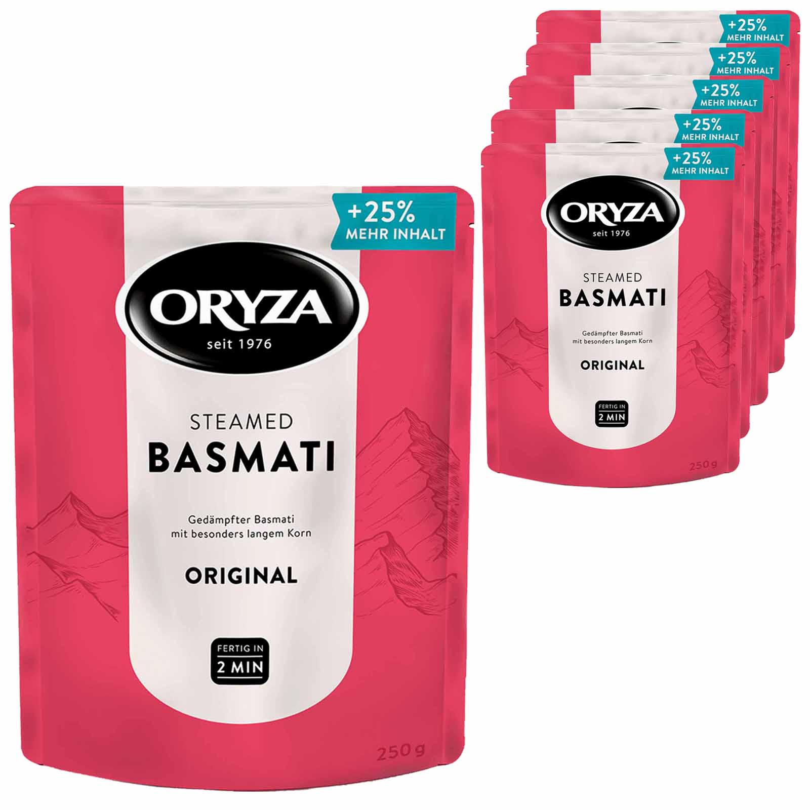 6x Oryza Steamed Basmati Reis Original á 250g=1500g MHD:30.7.24