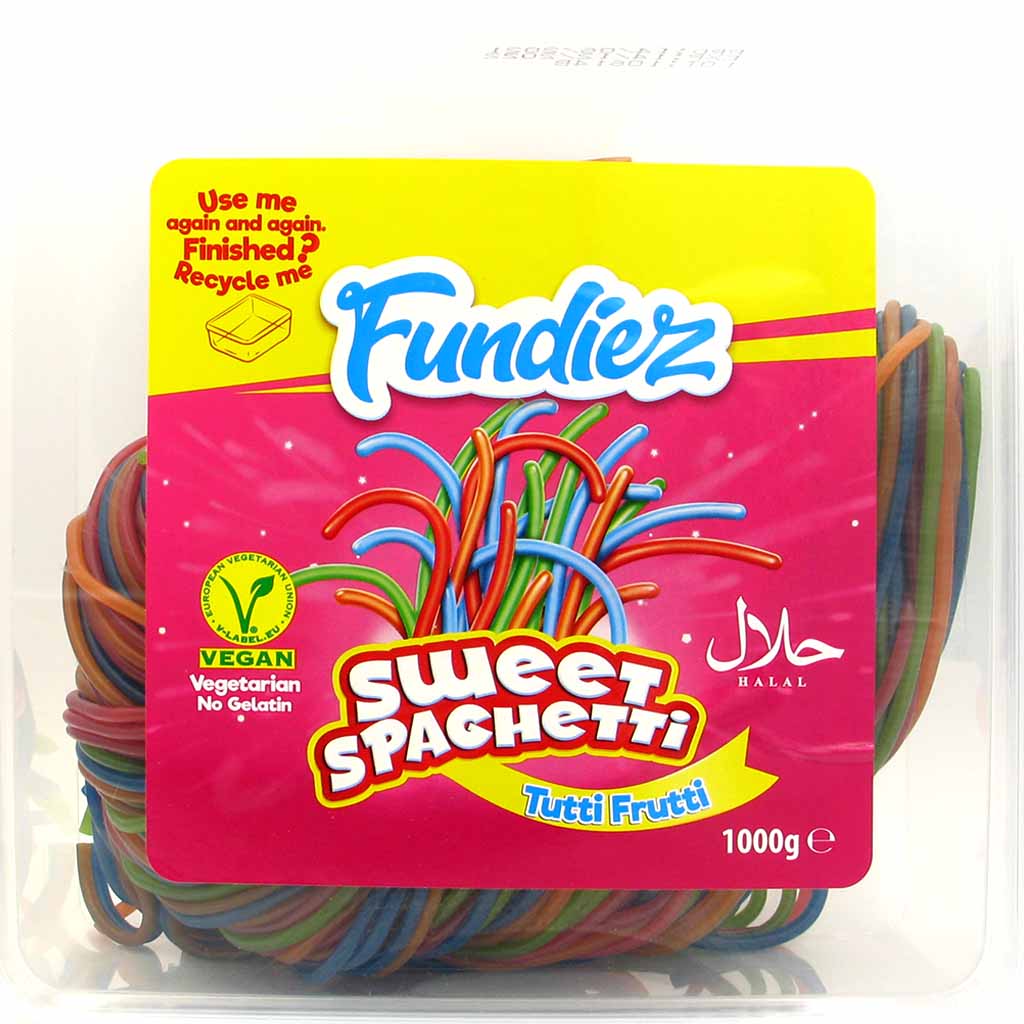 Fundiez Fruchtgummi Sweet Spaghetti Tutti Frutti 1000g MHD:14.12.22