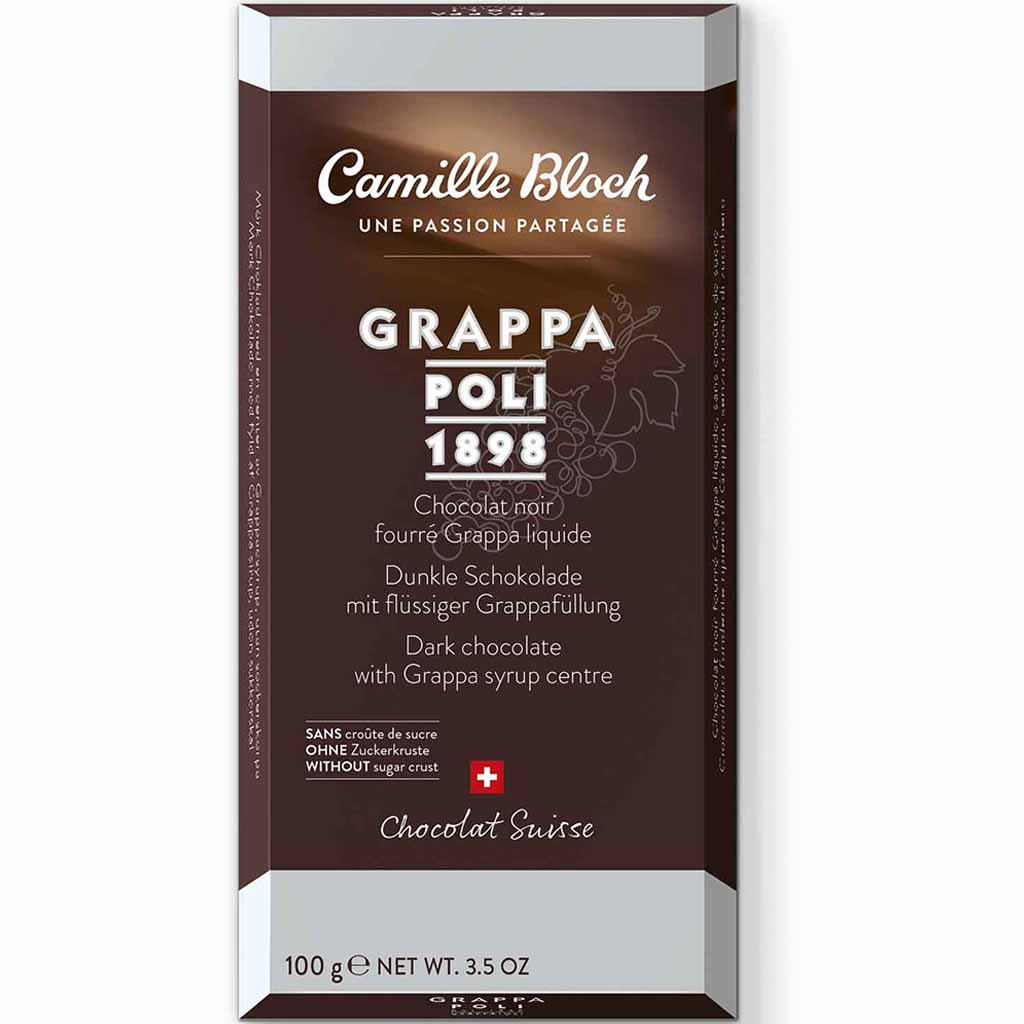 Camille Bloch Tafelschokolade Schweizer dunkle Schokolade mit Grappa Poli 100g MHD:30.12.24