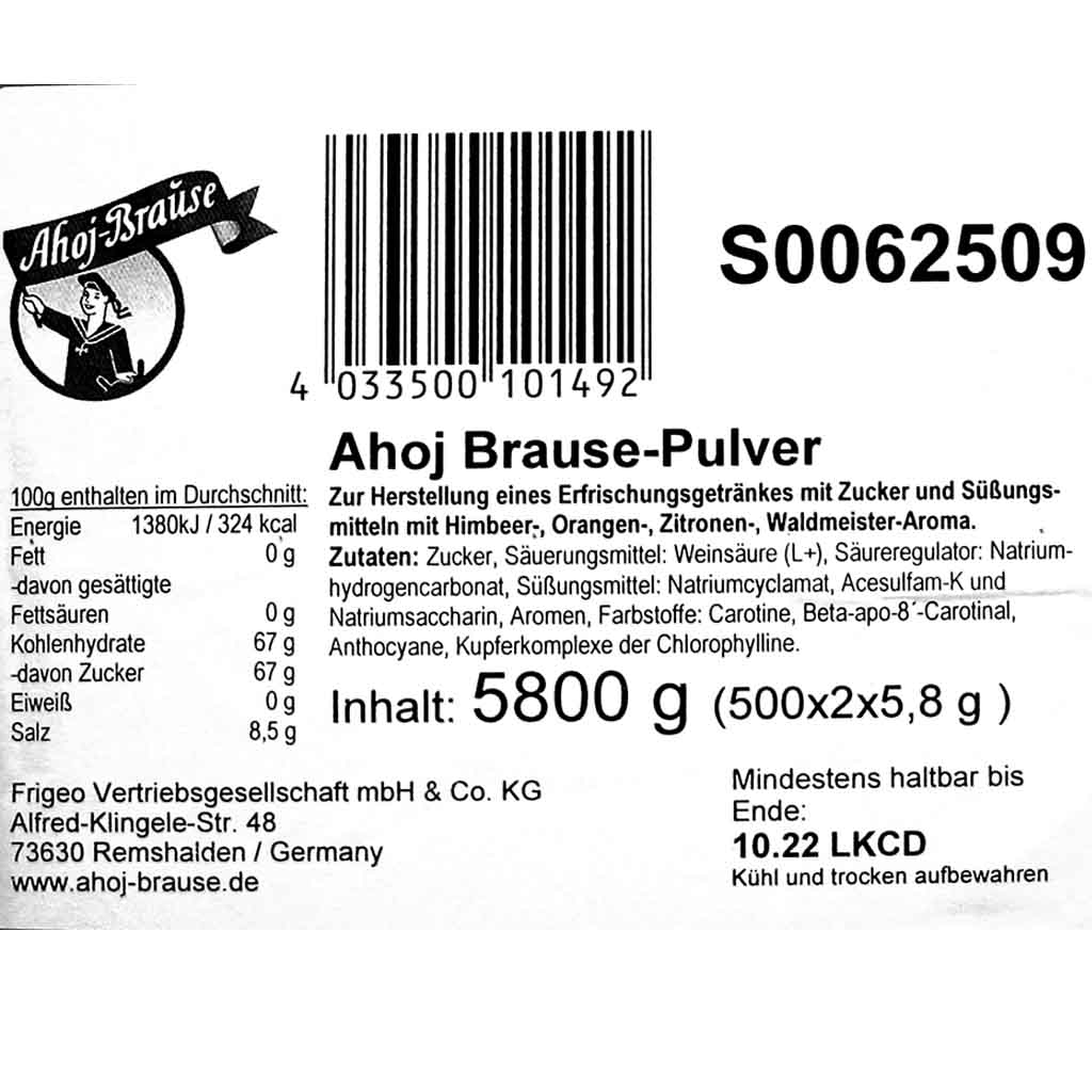 Ahoj-Brause Brause-Pulver Doppelpack 500er 5800g