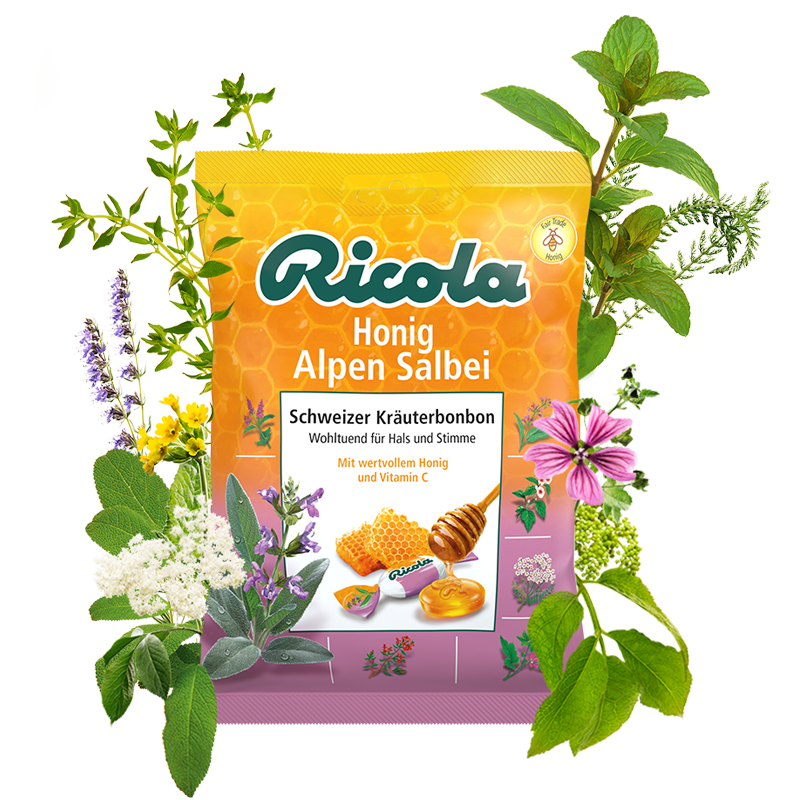Ricola Honig Alpen Bonbon Salbei, 75g Beutel MHD:31.1.26