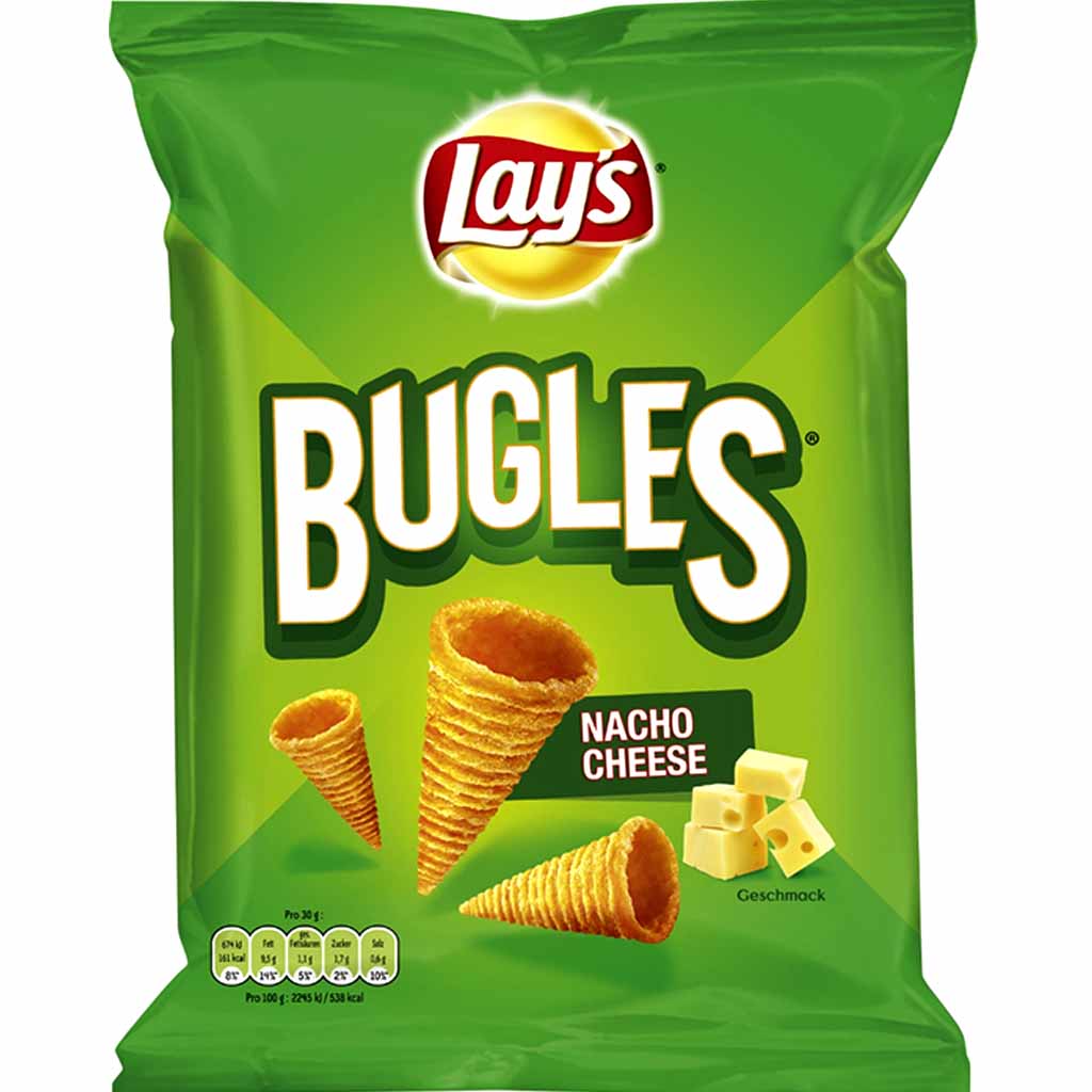 Lays Bugles Nacho Cheese Mais-Snack 100g MHD:28.8.21