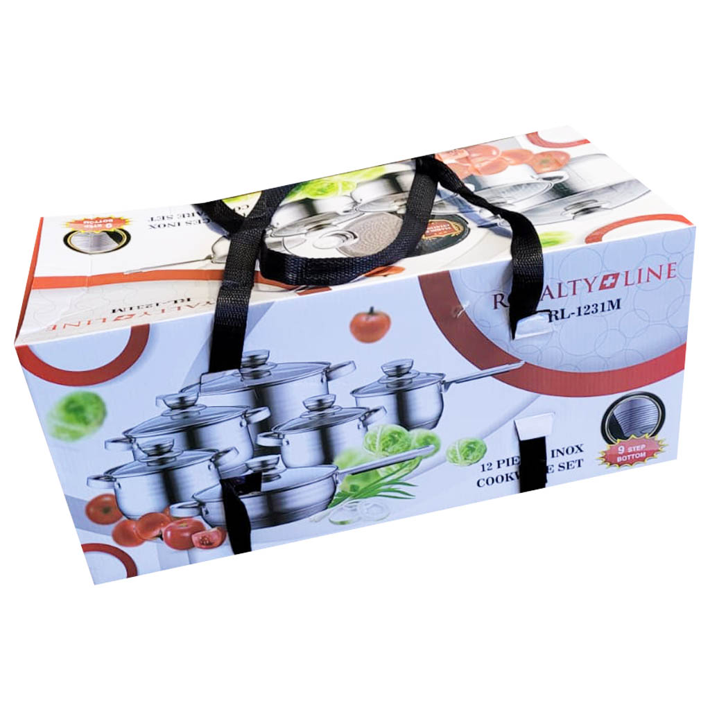 12 teiliges INOX Topf-Pfannen Set mit Glasdeckel Royalty-Line