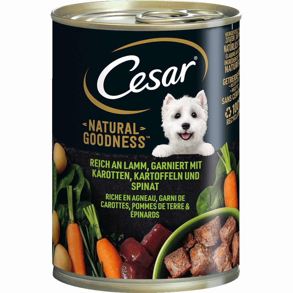 6x Cesar Natural Goodness Dose mit Lamm á 400g=2,4kg MHD:18.6.23