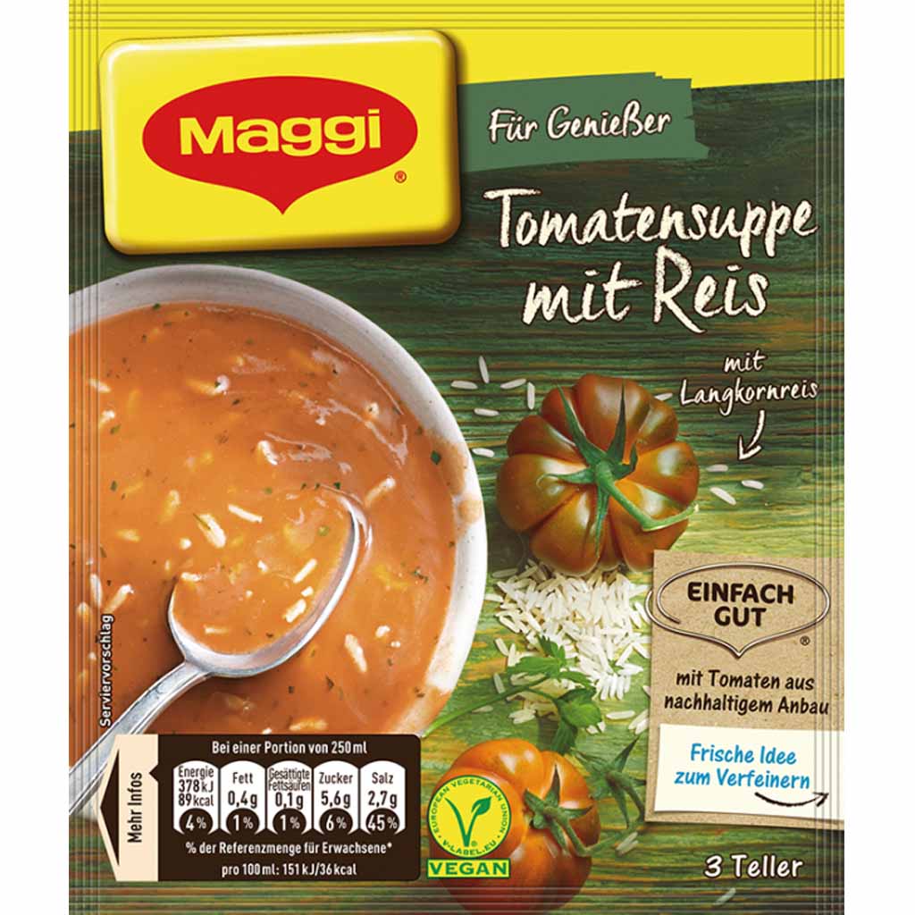 11x Maggi Für Genießer Tomatensuppe mit Reis á 80g=880g MHD:30.5.21