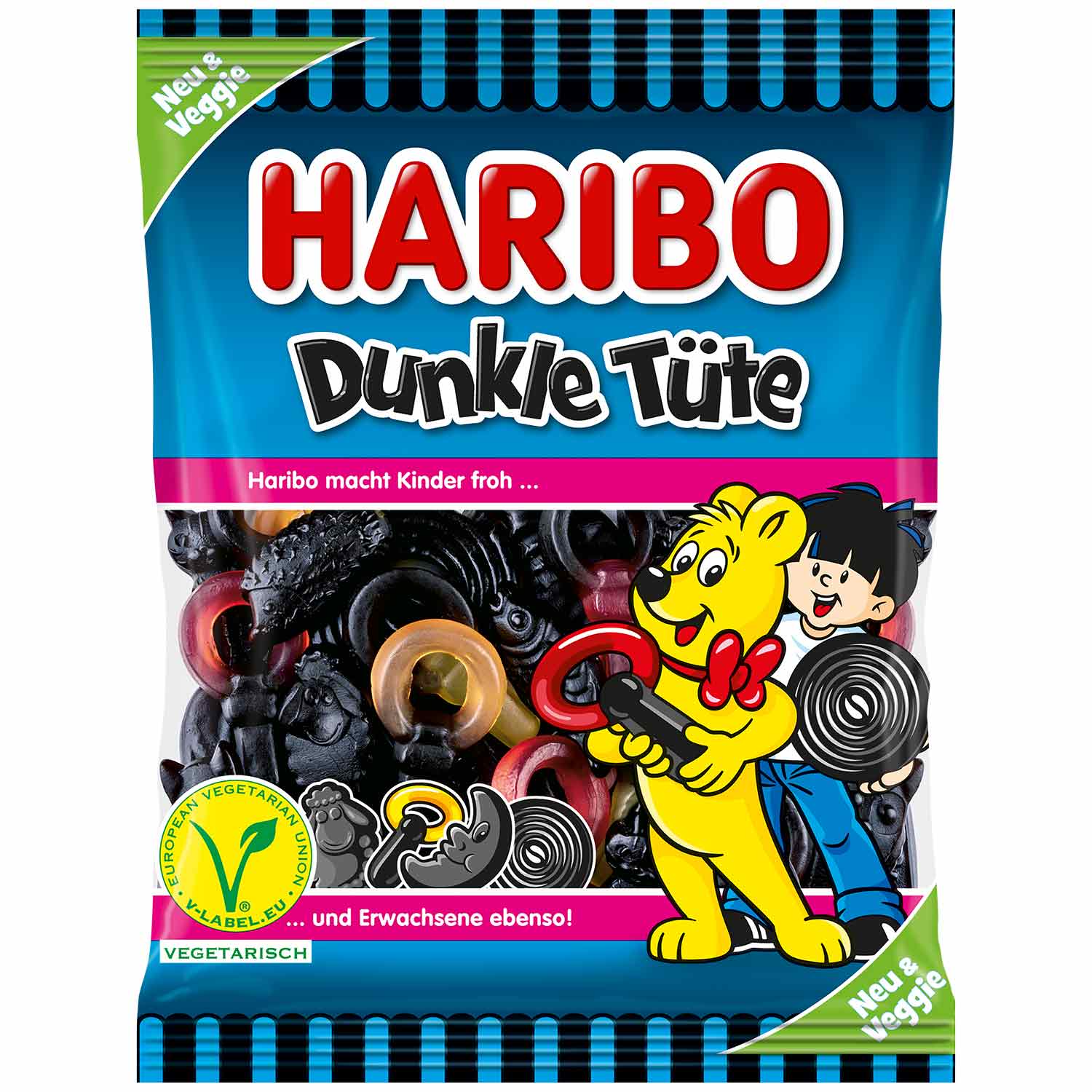 Haribo Lakritz Dunkle Tüte Veggie 175g MHD:30.5.25