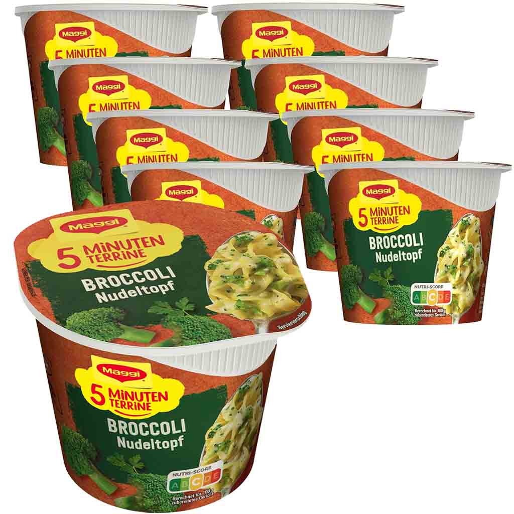 8x Maggi 5 Minuten Terrine Broccoli Nudeltopf á 50=400g MHD:28.2.25