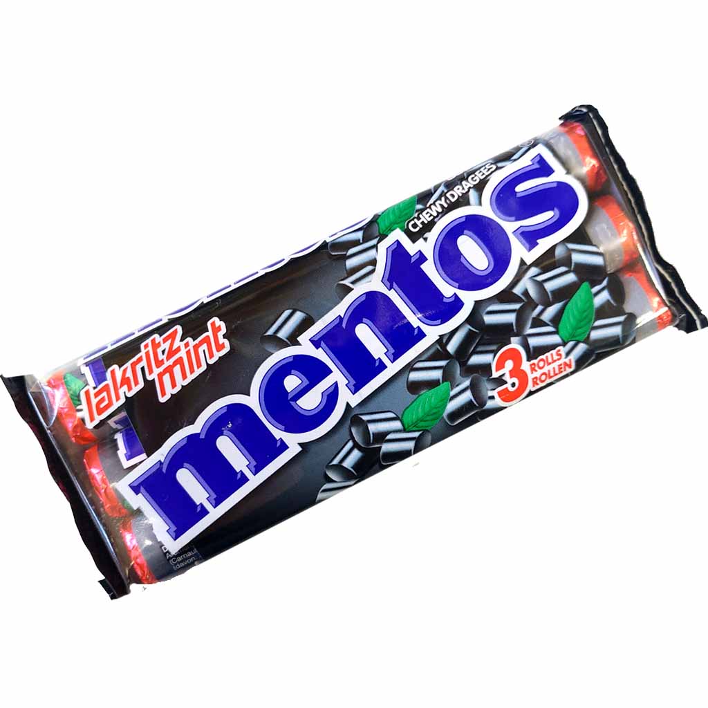 Mentos Kaubonbon Lakritz Rollen 3x 37,5g MHD:30.6.26