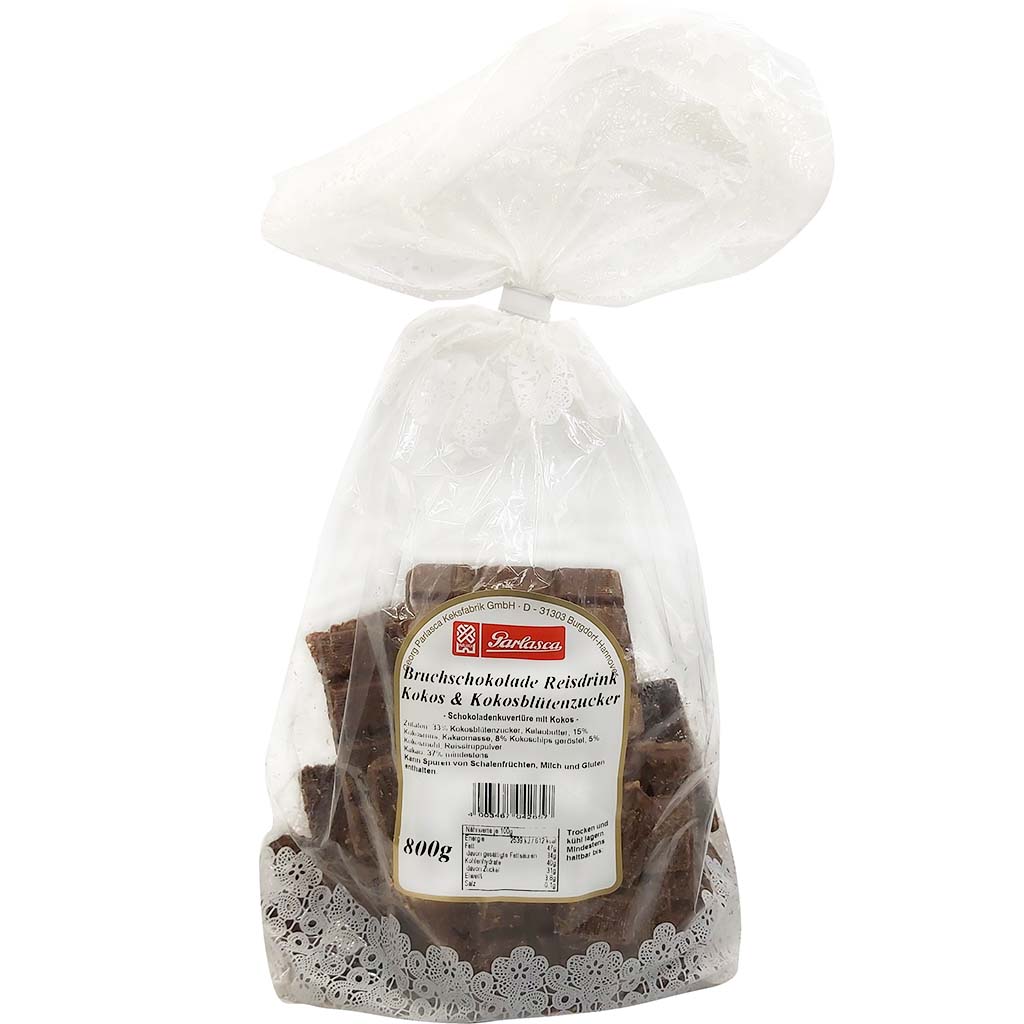 Parlasca Schokoladenbruch Reisdrink Kokos & Kokosblütenzucker 800g