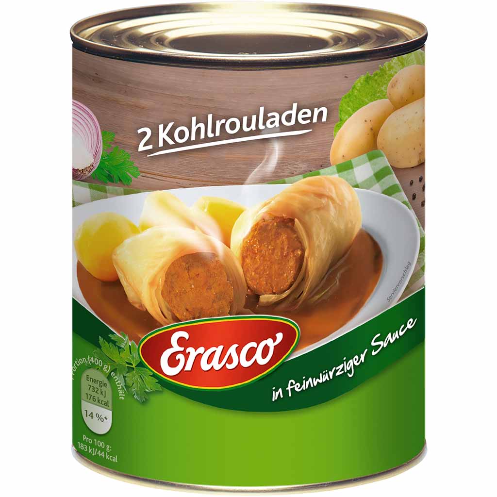 Erasco Fleischgerichte 2 Kohlrouladen in feinwürziger Sauce 800g MHD:30.6.27