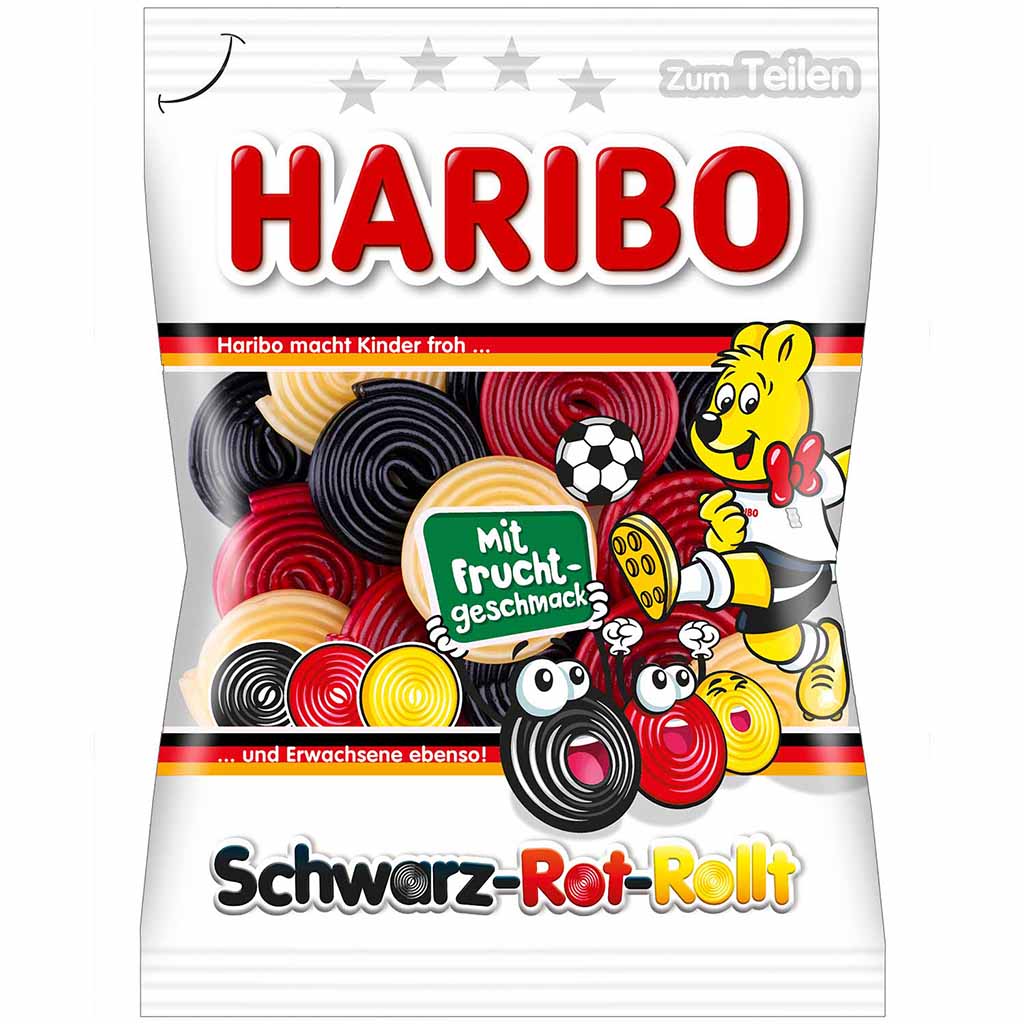 Haribo Schwarz-Rot-Rollt 175g MHD:30.9.23