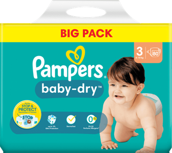 Pampers Windeln Baby Dry Gr. 3 Midi (6-10 kg), Big Pack, 80 Stück