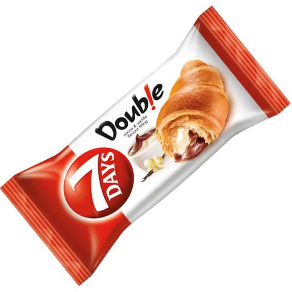 10x 7Days Couble Croissant Kakao- Vanillecreme á 60g=600g MHD:30.4.22