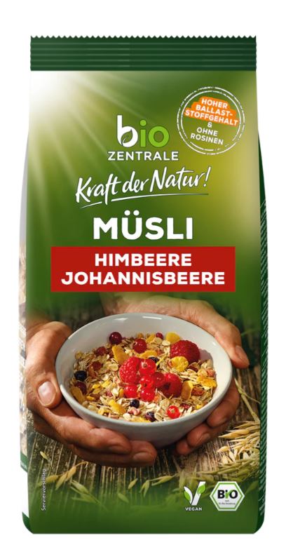 Biozentrale Bio Müsli Himbeer-Johannisbeere 450g MHD:22.4.25