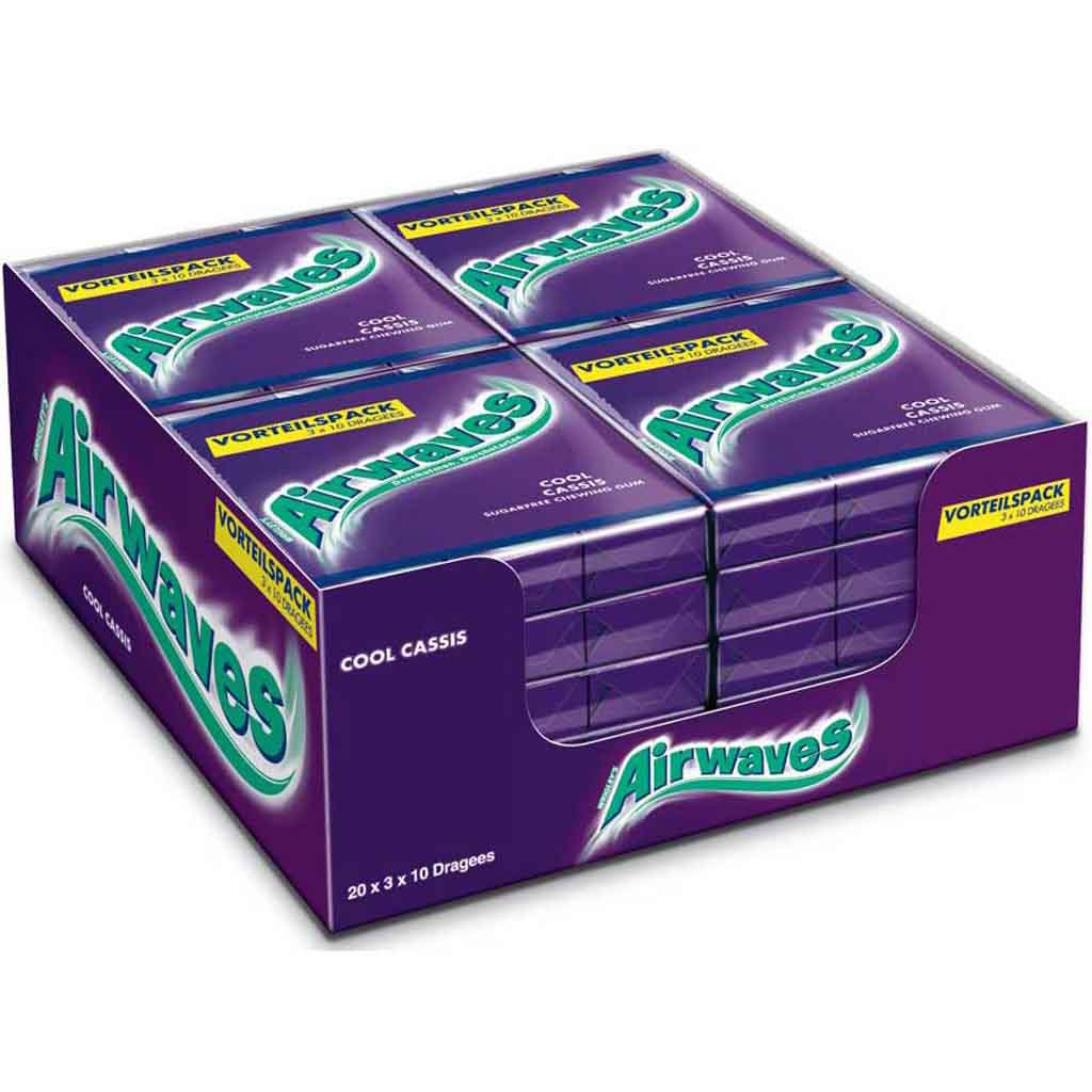 Wrigleys Airwaves Cool Cassis 20x 3er Packs á 30 Dragees MHD:3.6.25