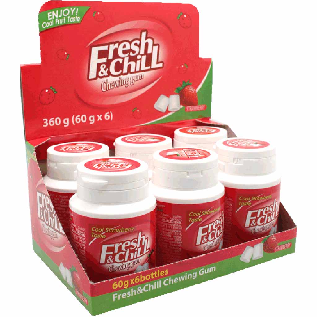 6x Fresh & Chill Kaugummi Dragees Erdbeer á 60g=360g MHD:1.12.21