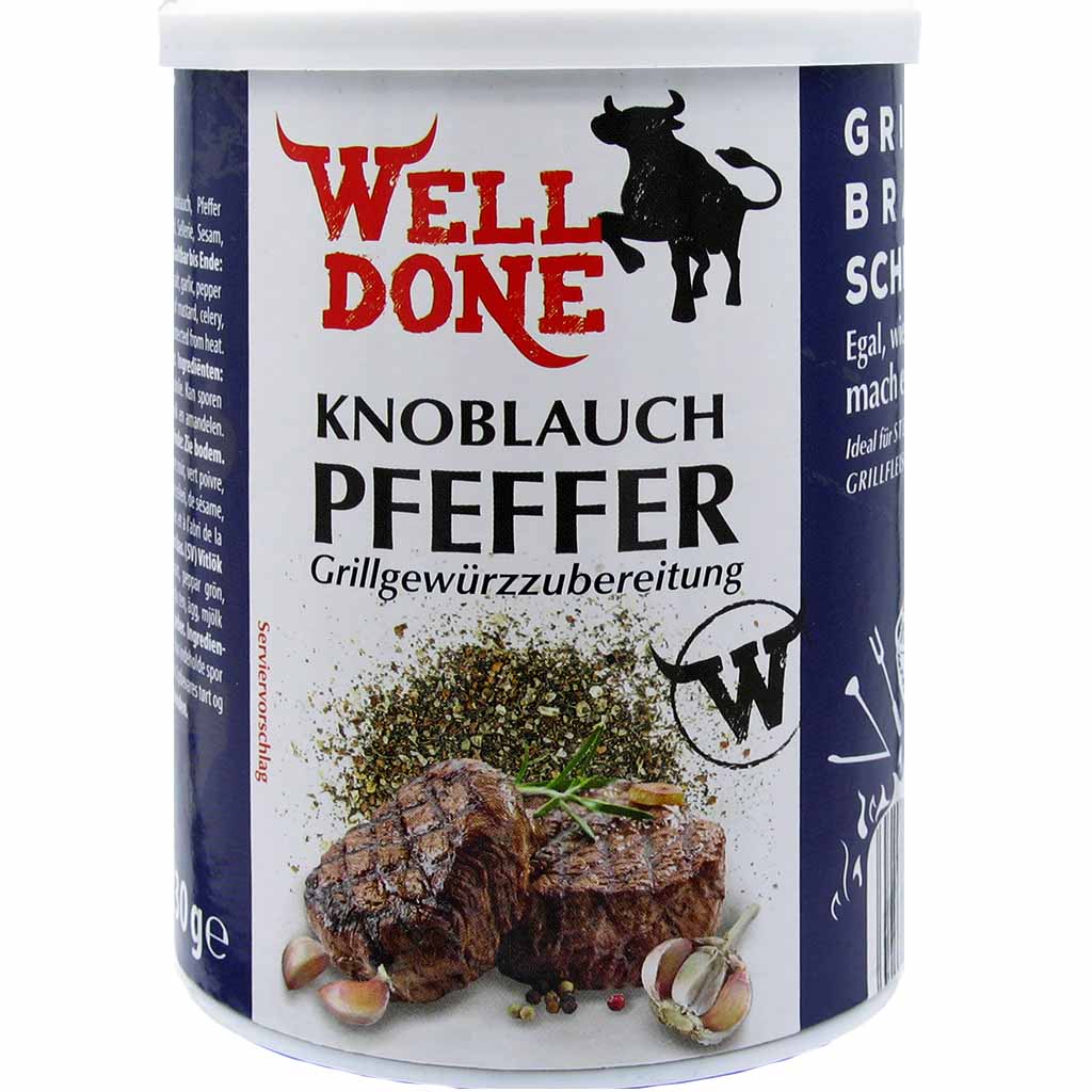 Well Done Knoblauch Pfeffer Gewürzmischung 200g Garlic Pepper