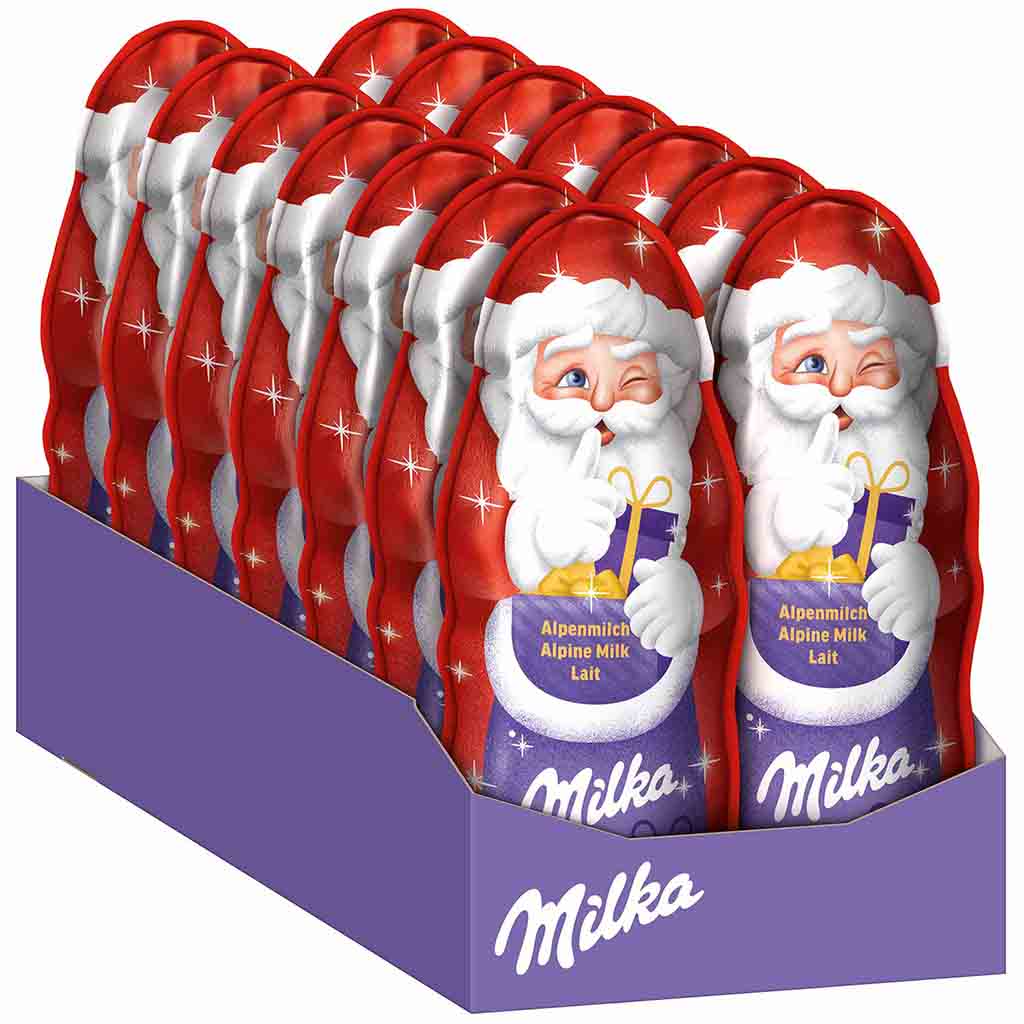 14x Milka Weihnachtsmann Alpenmilch á 90g=1260g MHD:31.3.25