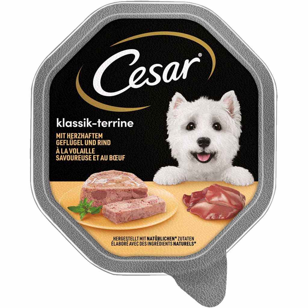 14x Cesar Klassik-Terrine mit Geflügel und Rind á 150g=2,1kg MHD:7.7.23