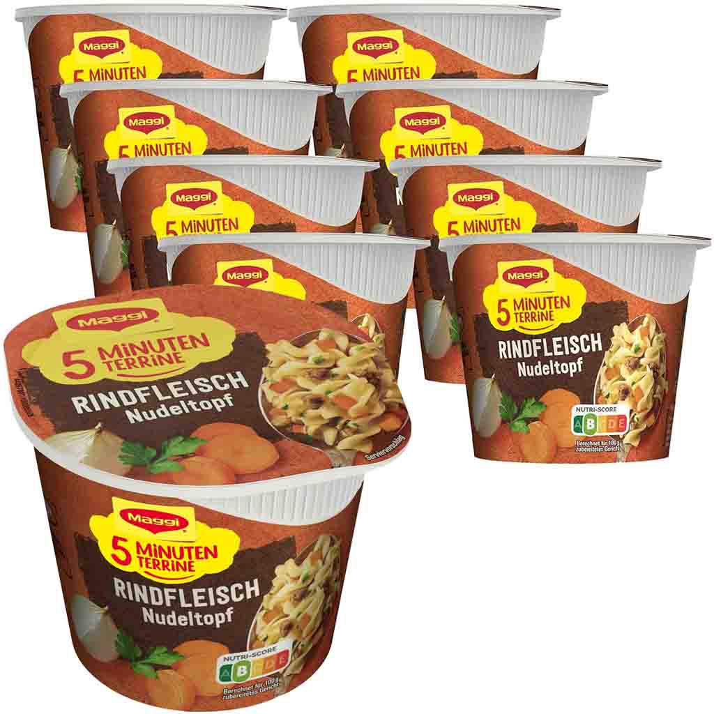 8x Maggi 5 Minuten Terrine Rindfleisch Nudeltopf á 42g=336g MHD:30.6.25