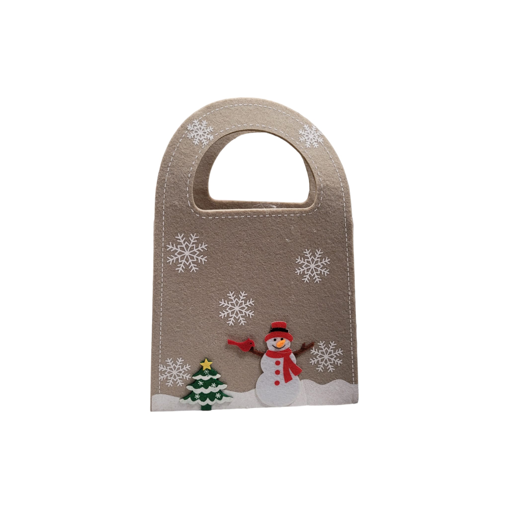 Geschenktasche zum selber füllen  beige mit Schneemann