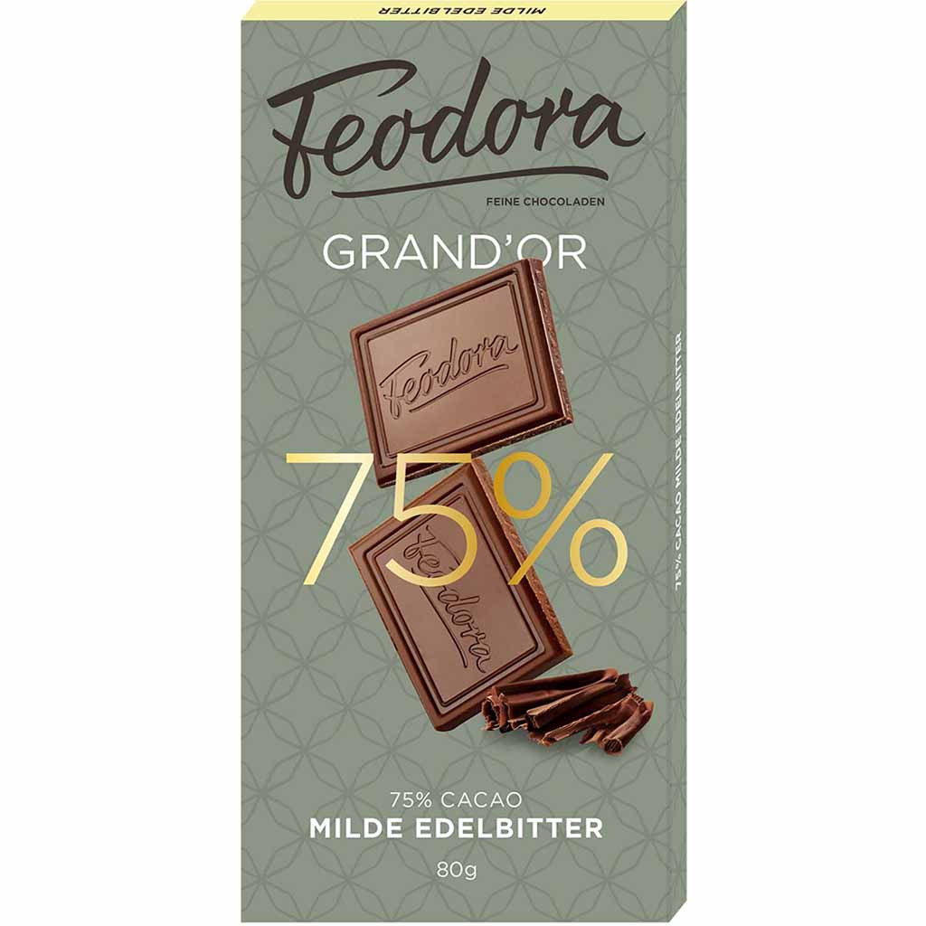 Feodora Tafelschokolade Grand'Or 75% Milde Edelbitter 80g MHD:25.5.25
