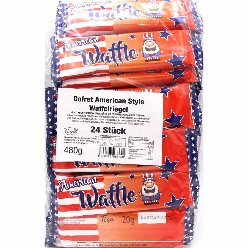 24x Gofret American Style Waffelriegel á 20g=480g MHD:30.4.21
