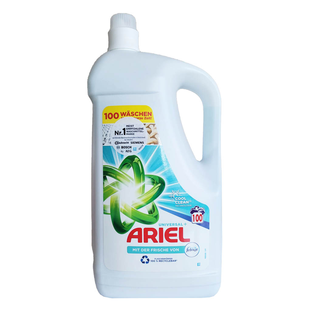 Ariel Waschmittel Flüssig 100 Waschladungen, Universal Febreze Frische 5,5l
