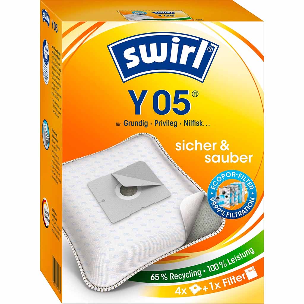 Swirl Staubsauger Beutel Y05 für Grundig, Privileg, Nilfisk, AEG, Progress usw
