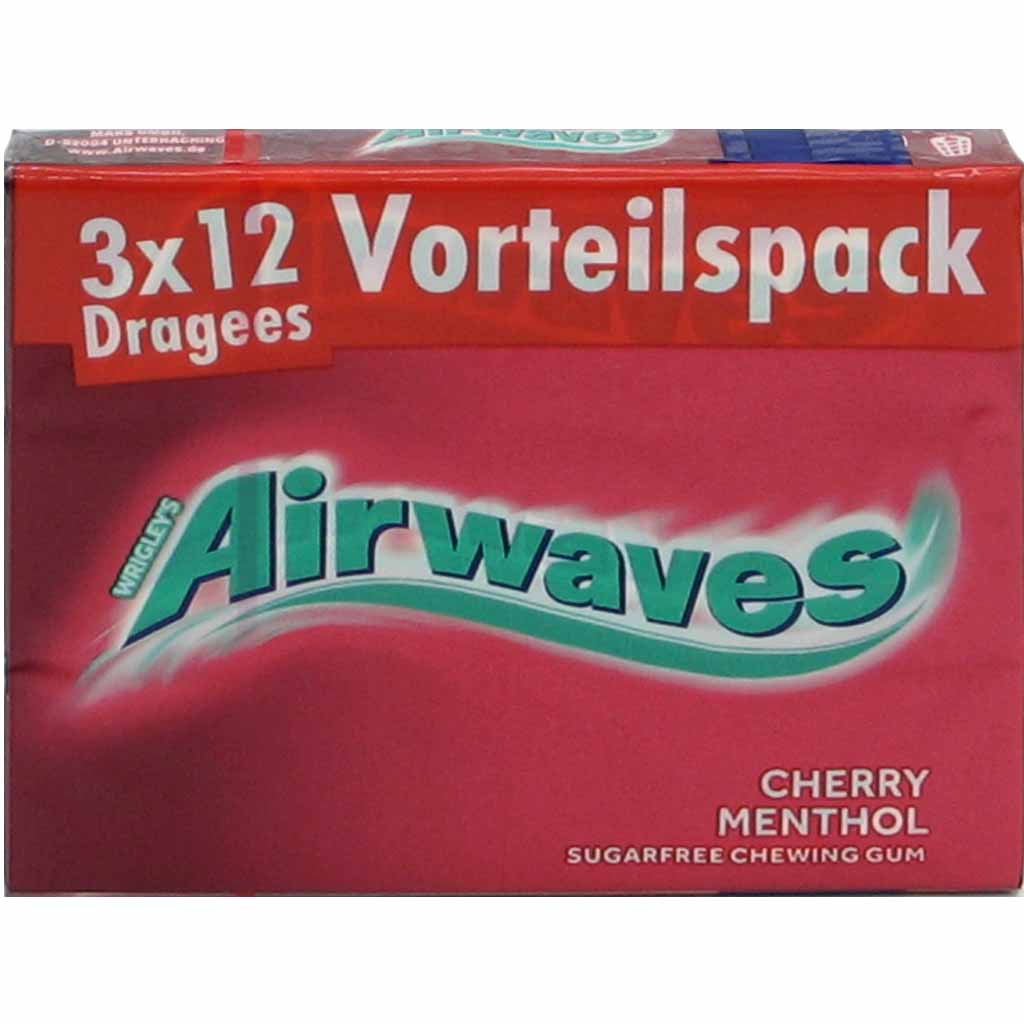 30x Wrigleys Airwaves Cherry Menthol 12er=360 Kaugummi MHD:10.3.20