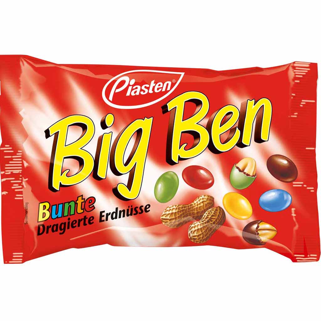 Piasten Big Ben bunte dragierte Erdnüsse 250g MHD:29.11.24