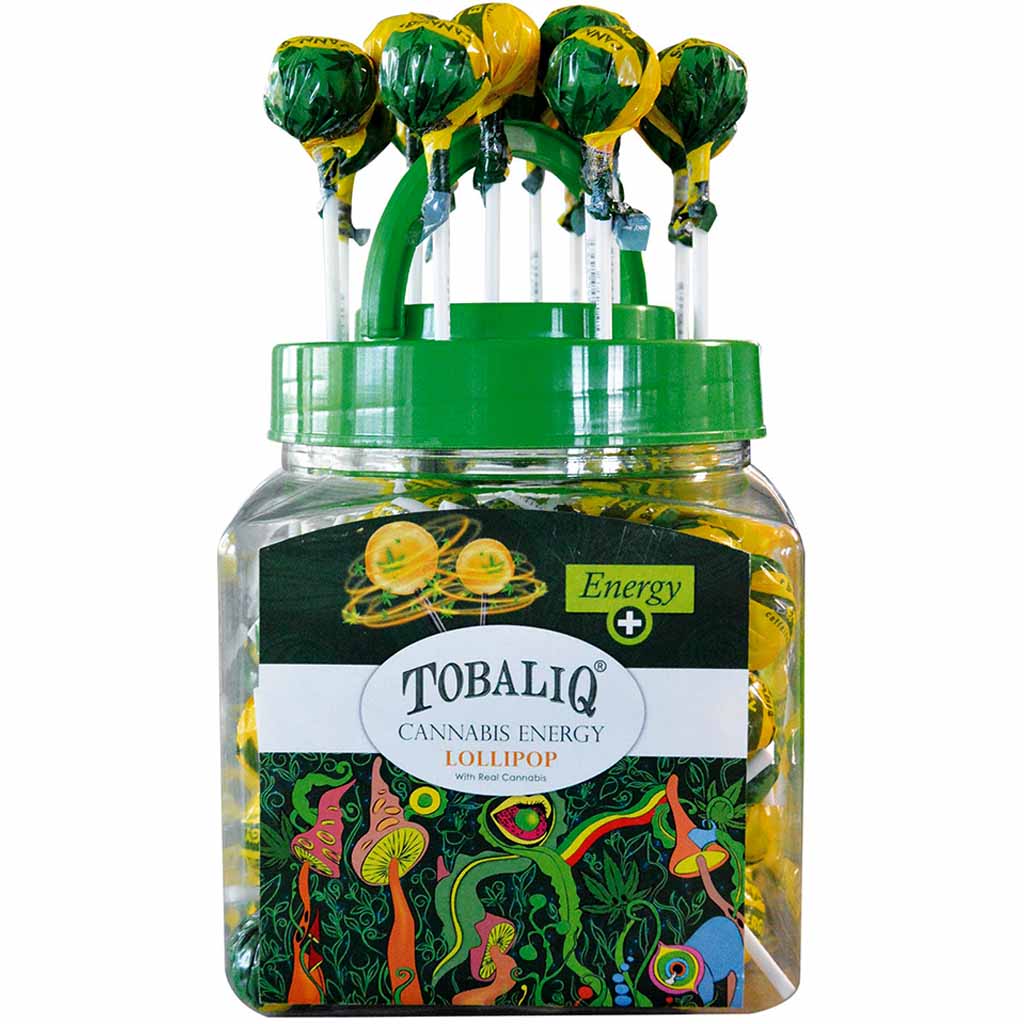 TobaliQ Cannabis Energy Lollipops 100 Lutscher 1,2kg MHD:11.2.23
