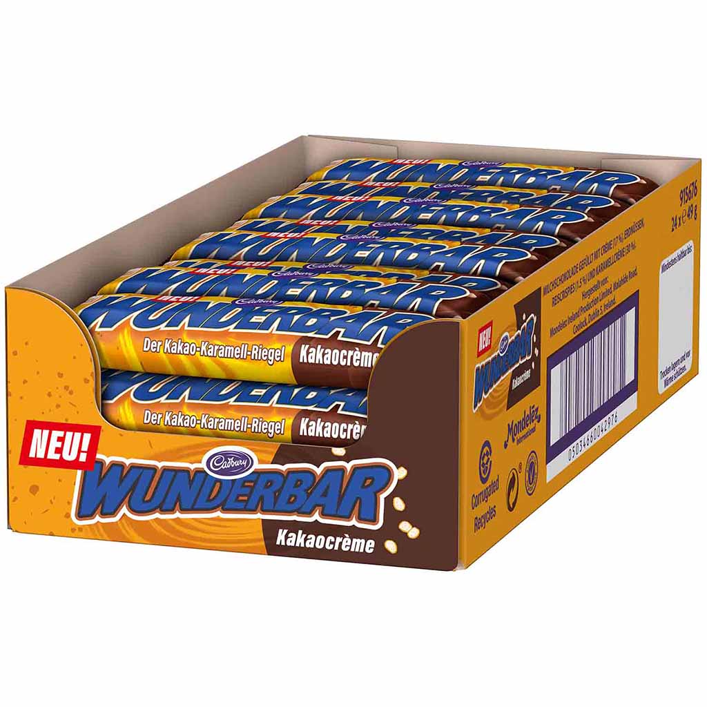 Cadbury Wunderbar Kakao-Caramel Riegel 24 x 48,5g  1164g