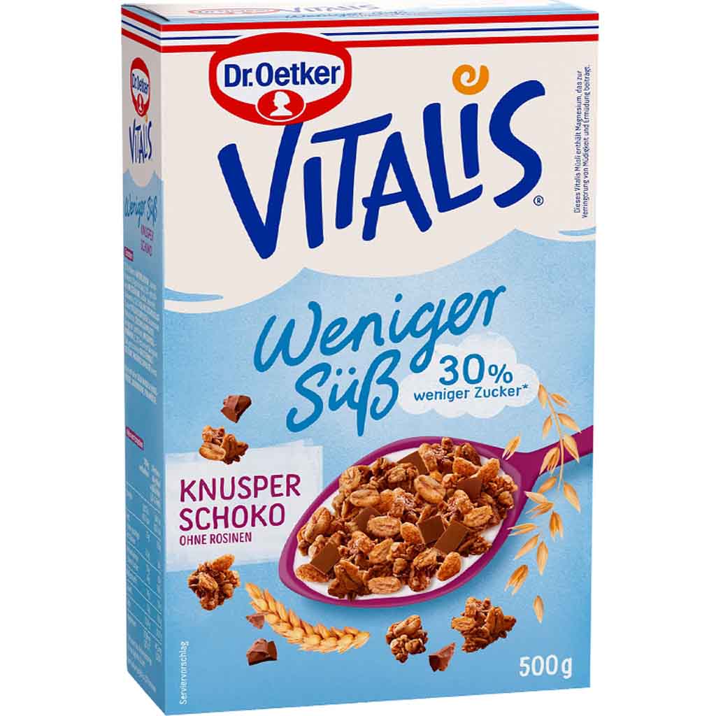 Dr.Oetker VITALIS weniger süß Knusper Schoko 500g MHD:30.12.24