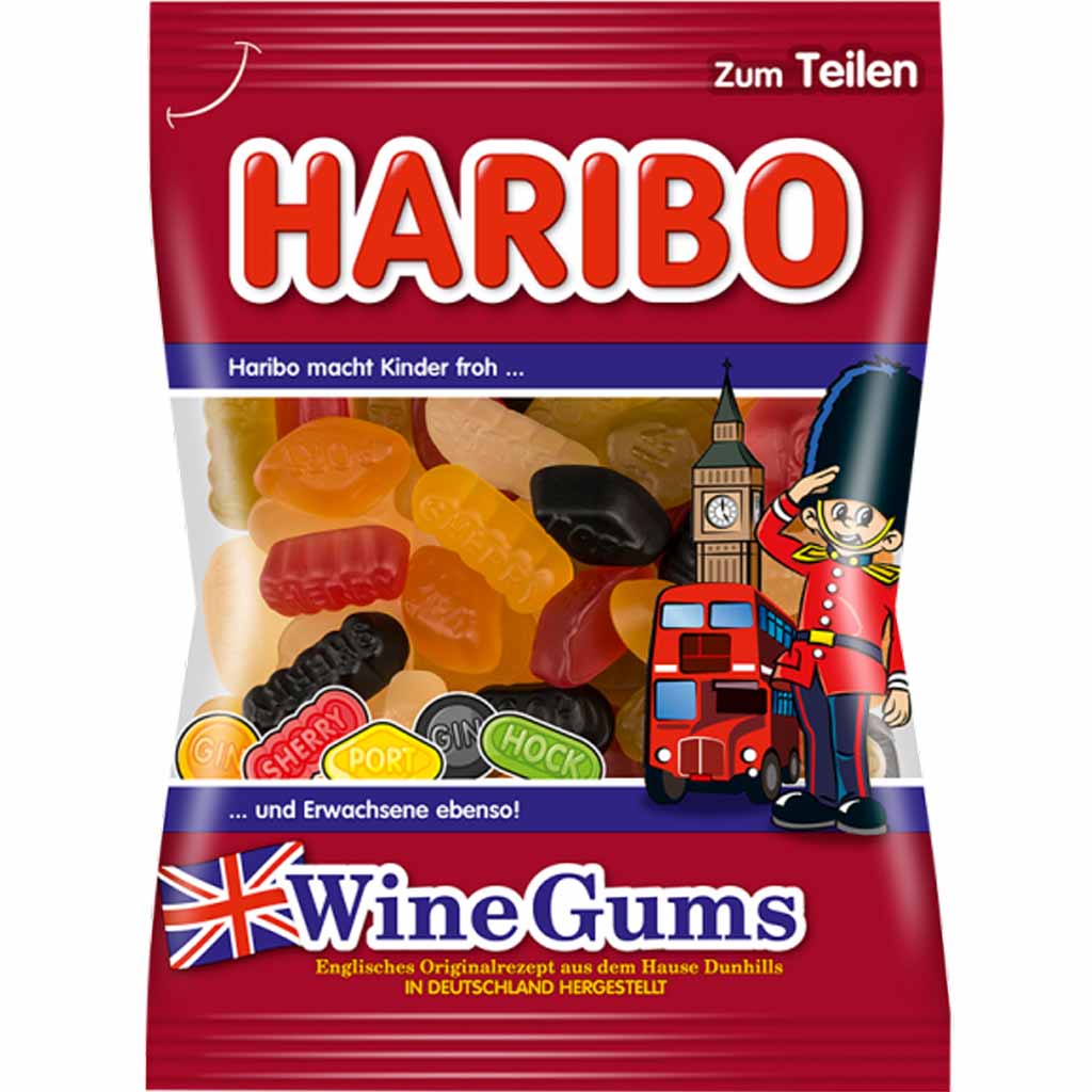 Haribo Wine Gums Englisches Weingummi 200g MHD:20.4.23