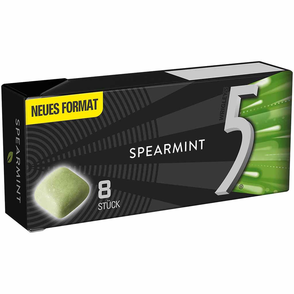 12x Wrigleys 5Gum 8er Spearmint á 18,5g=222g MHD:5.8.22