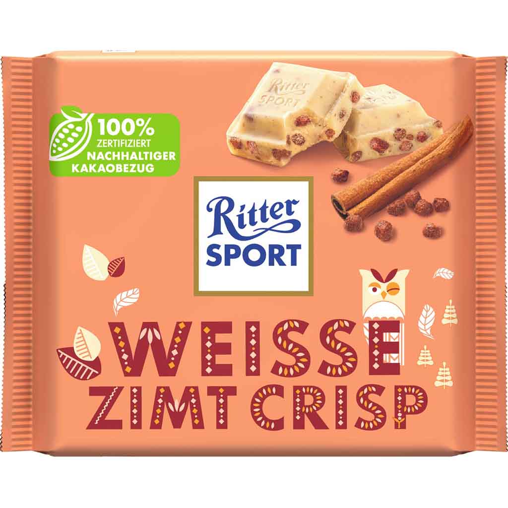 Ritter Sport Tafelschokolade Weisse Zimt Crisp 100g MHD:6.7.23