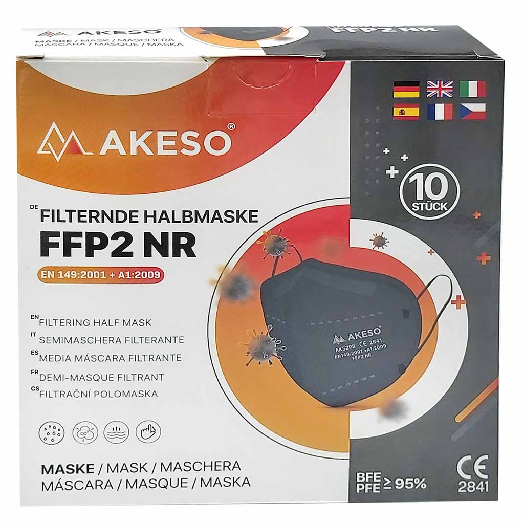 10x FFP2 Atemschutzmaske schwarz CE2841