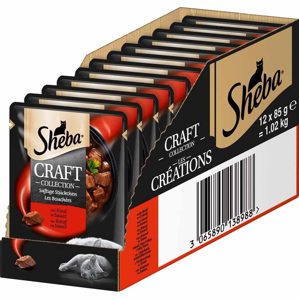 12x Sheba Craft Collection in Sauce mit Rind á 85g=1020g MHD:22.7.23