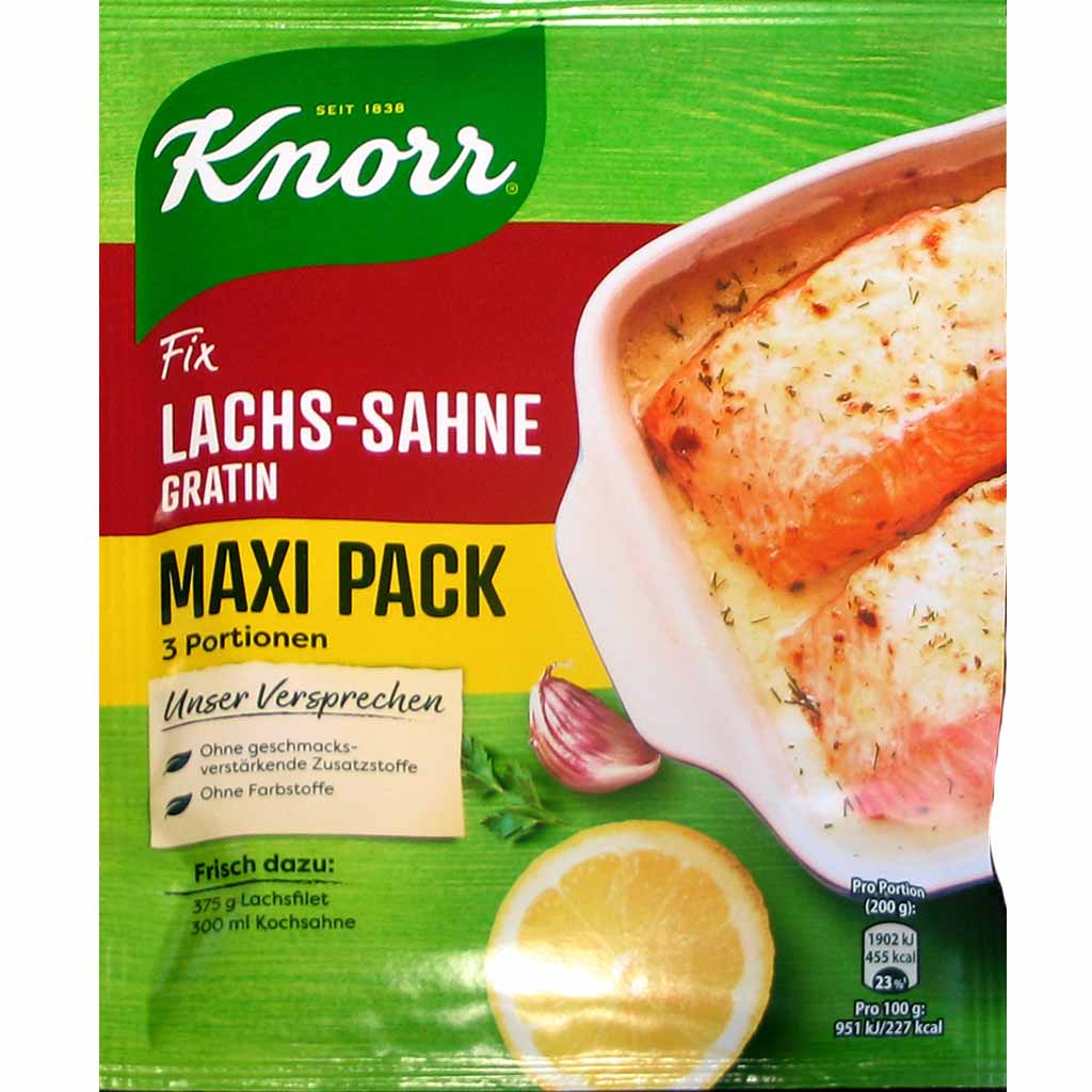 27x Knorr Fix Lachs-Sahne Gratin á 42g=1134g MHD:30.7.21