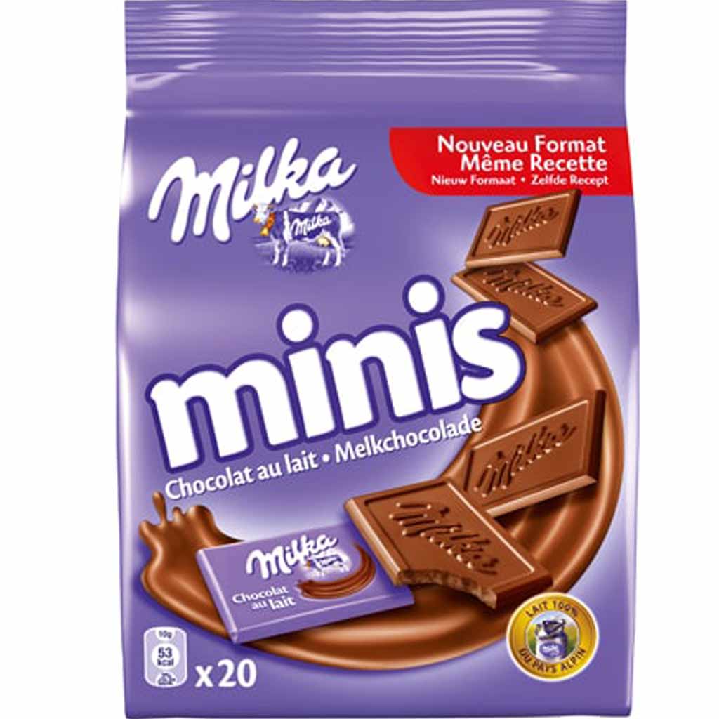 Milka Minis Alpenmilchschokoladen Täfelchen 20er 200g MHD:27.11.22