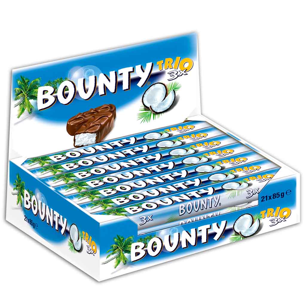Bounty Trio Riegel Milch 21x 85g=1785g MHD:31.3.24