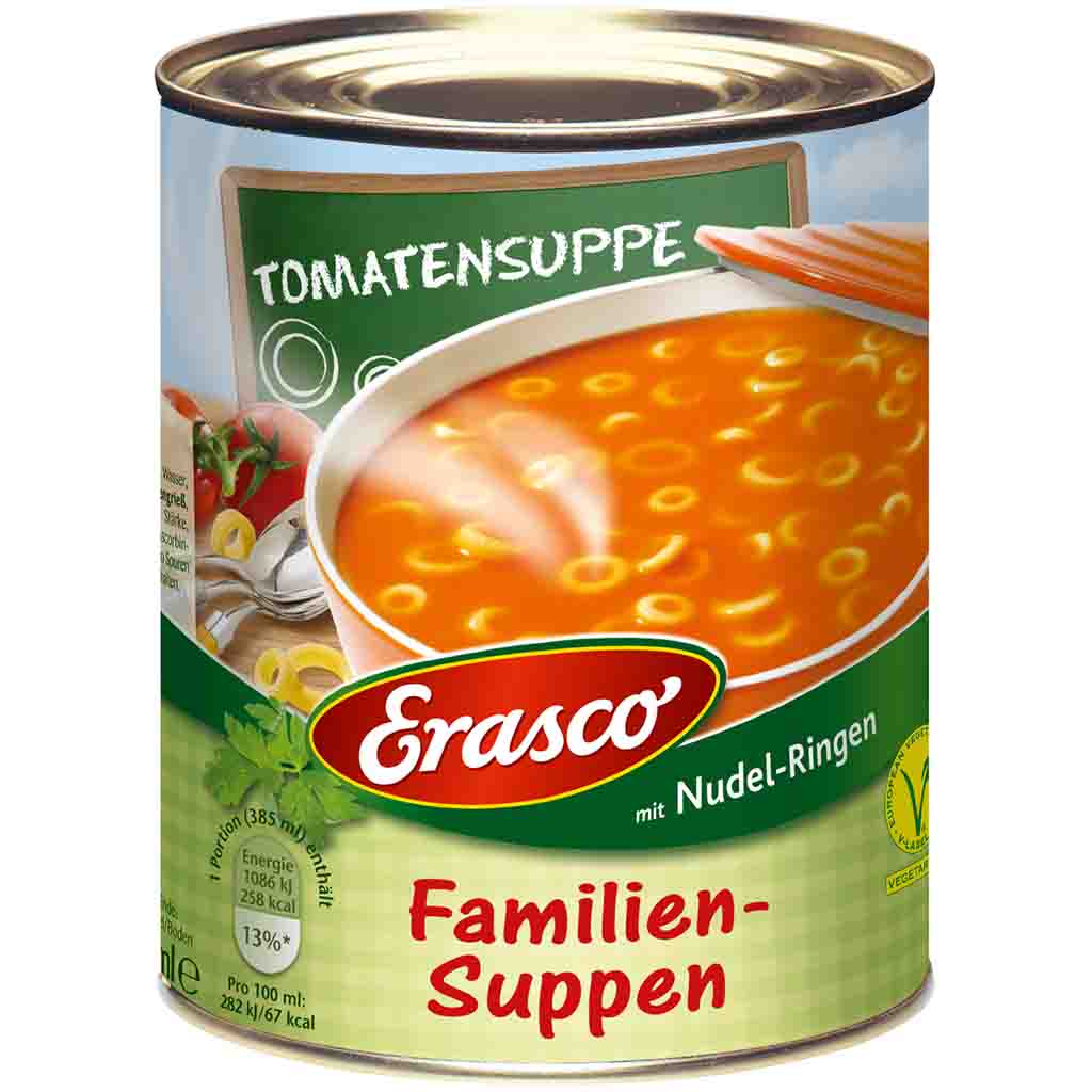 Erasco Suppen Tomatensuppe mit Nudel-Ringen 800ml MHD:30.12.26