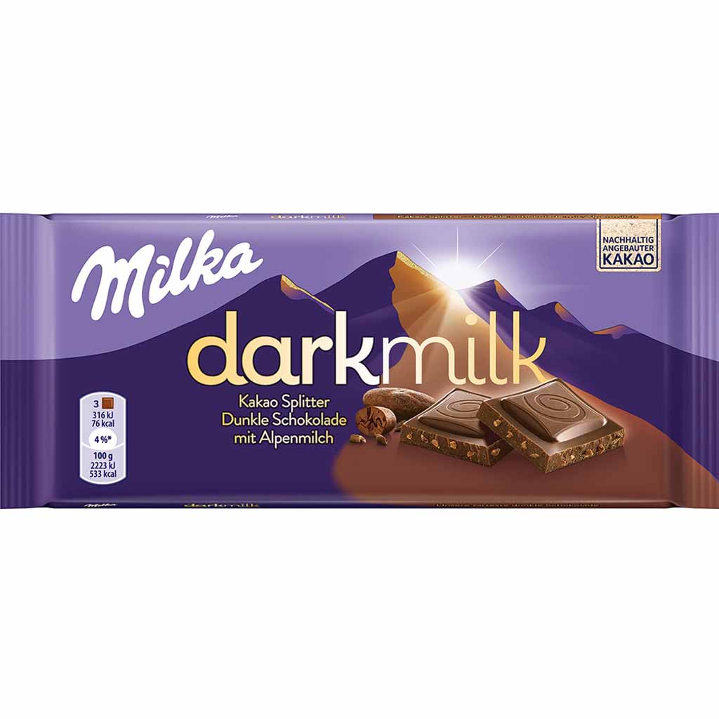 Milka Tafelschokolade darkmilk Kakao Splitter 85g MHD:30.3.23