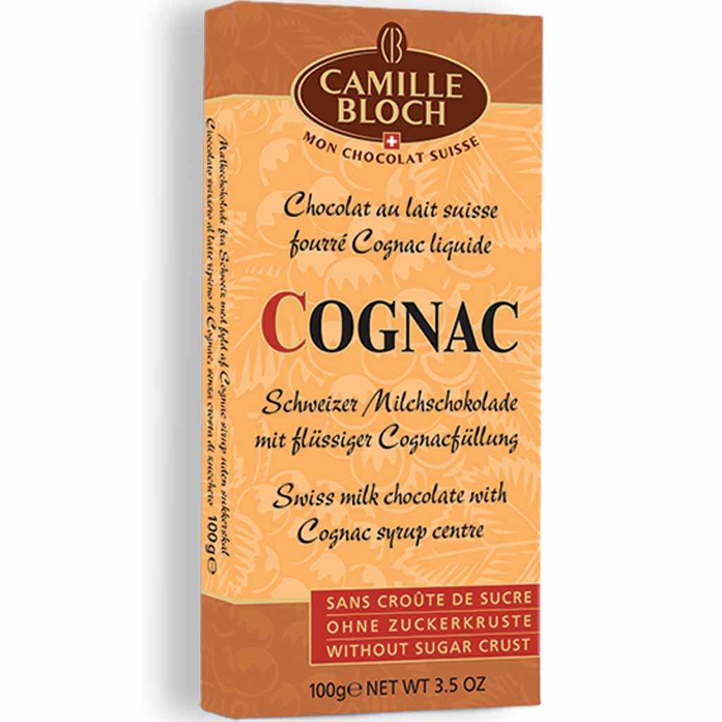 Camille Bloch Tafelschokolade Schweizer Milchschokolade mit Cognac 100g MHD:30.3.25