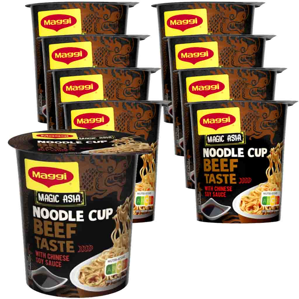 8x Maggi Magic Asia Noodle Cup Beef Chinese Soy Sauce á 63g=504g MHD:30.8.24