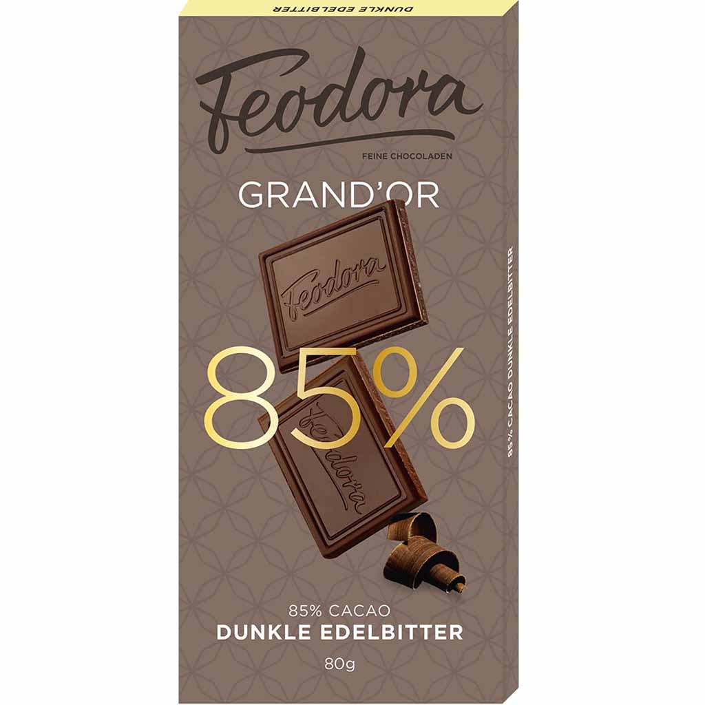 Feodora Tafelschokolade Grand'Or 85% Dunkle Edelbitter 80g MHD:2.4.25